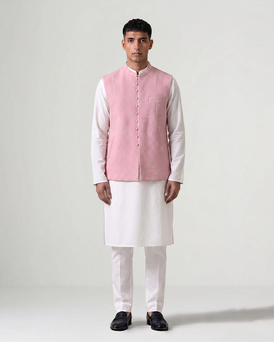 Pink Handwoven Silk Quilted Woven Bandi