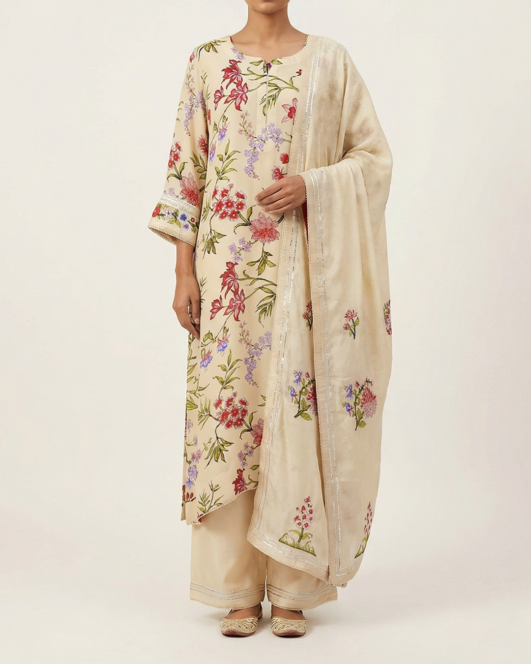 Yellow Handwoven Crepe Silk Kurta Set