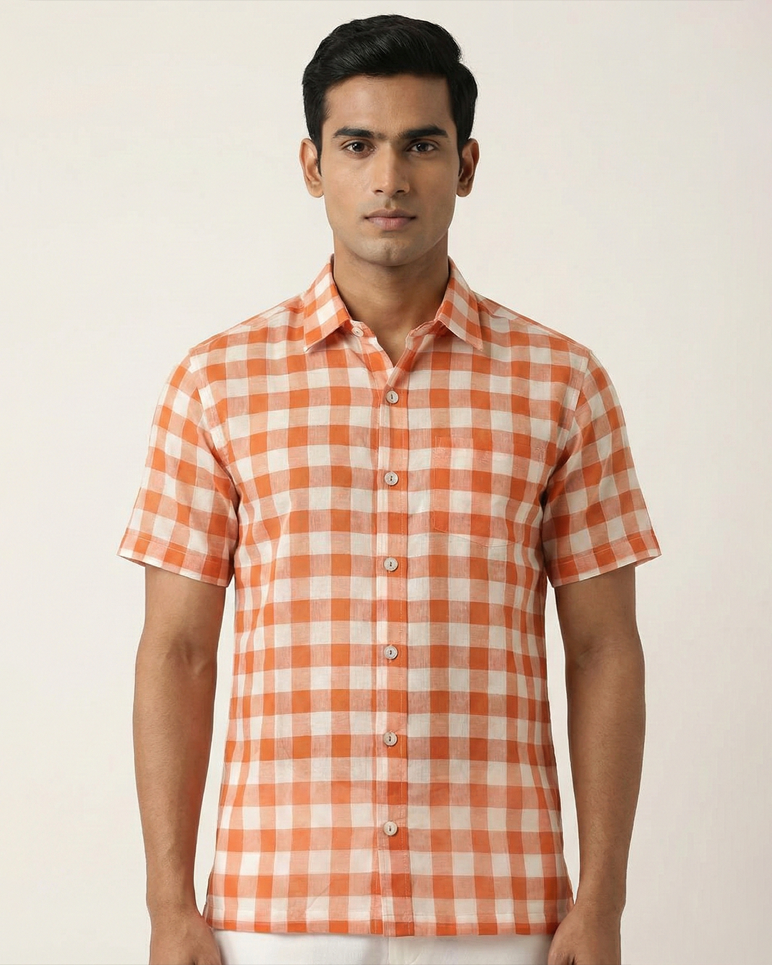 White Handwoven Fine Khadi Checks Shirt