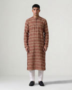 Peach Hand Kantha Embroidered Kurta