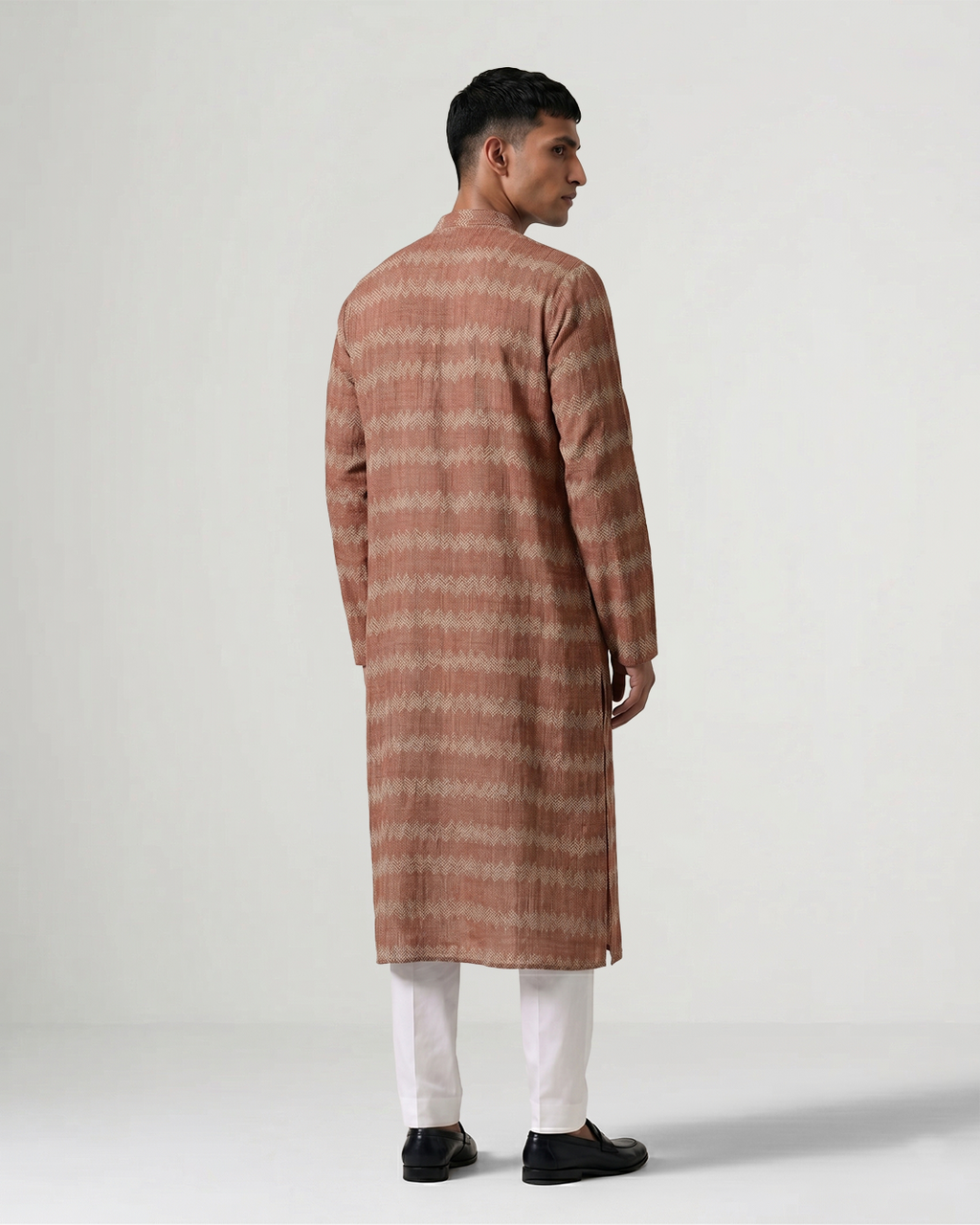 Peach Hand Kantha Embroidered Kurta