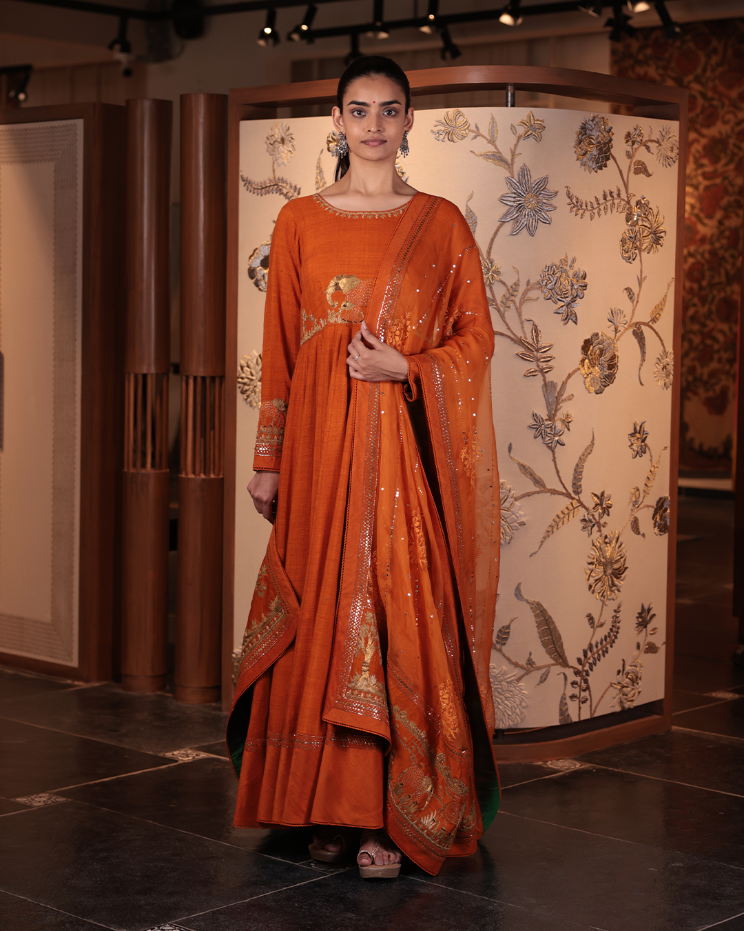 Handwoven Matka Silk Embroidered Anarkali