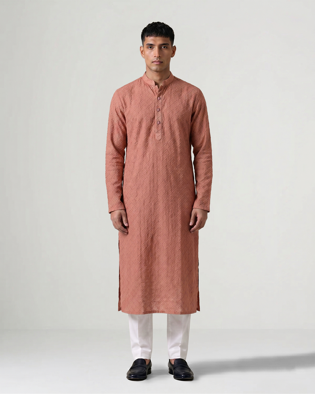 Pink Hand Chikankari Embroidered Kurta
