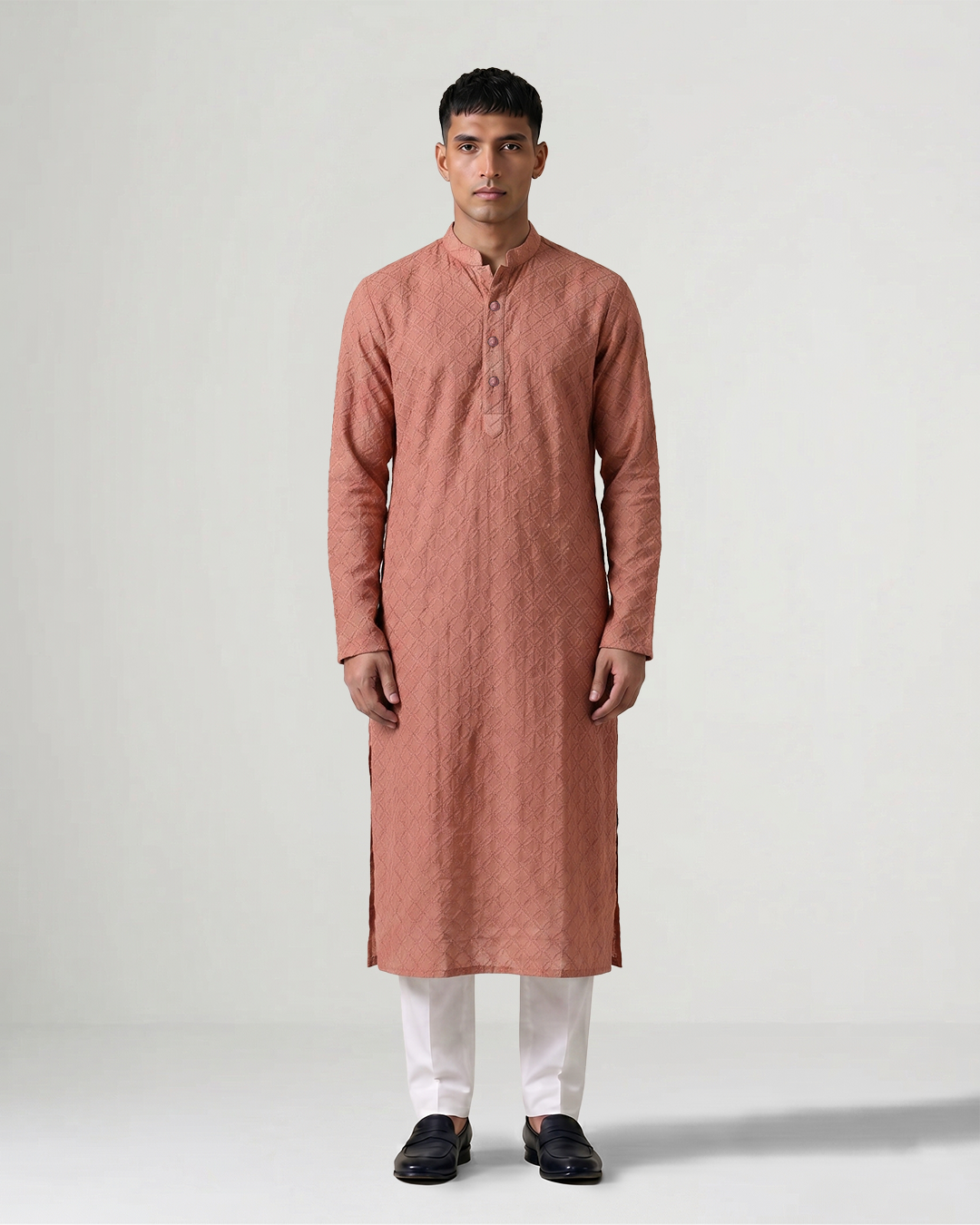 Pink Hand Chikankari Embroidered Kurta