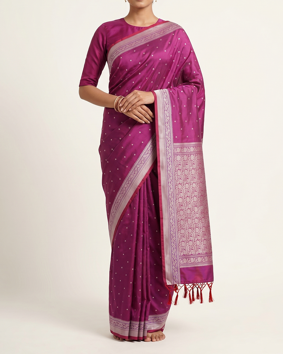 Magenta Handwoven Banaras Silk Saree