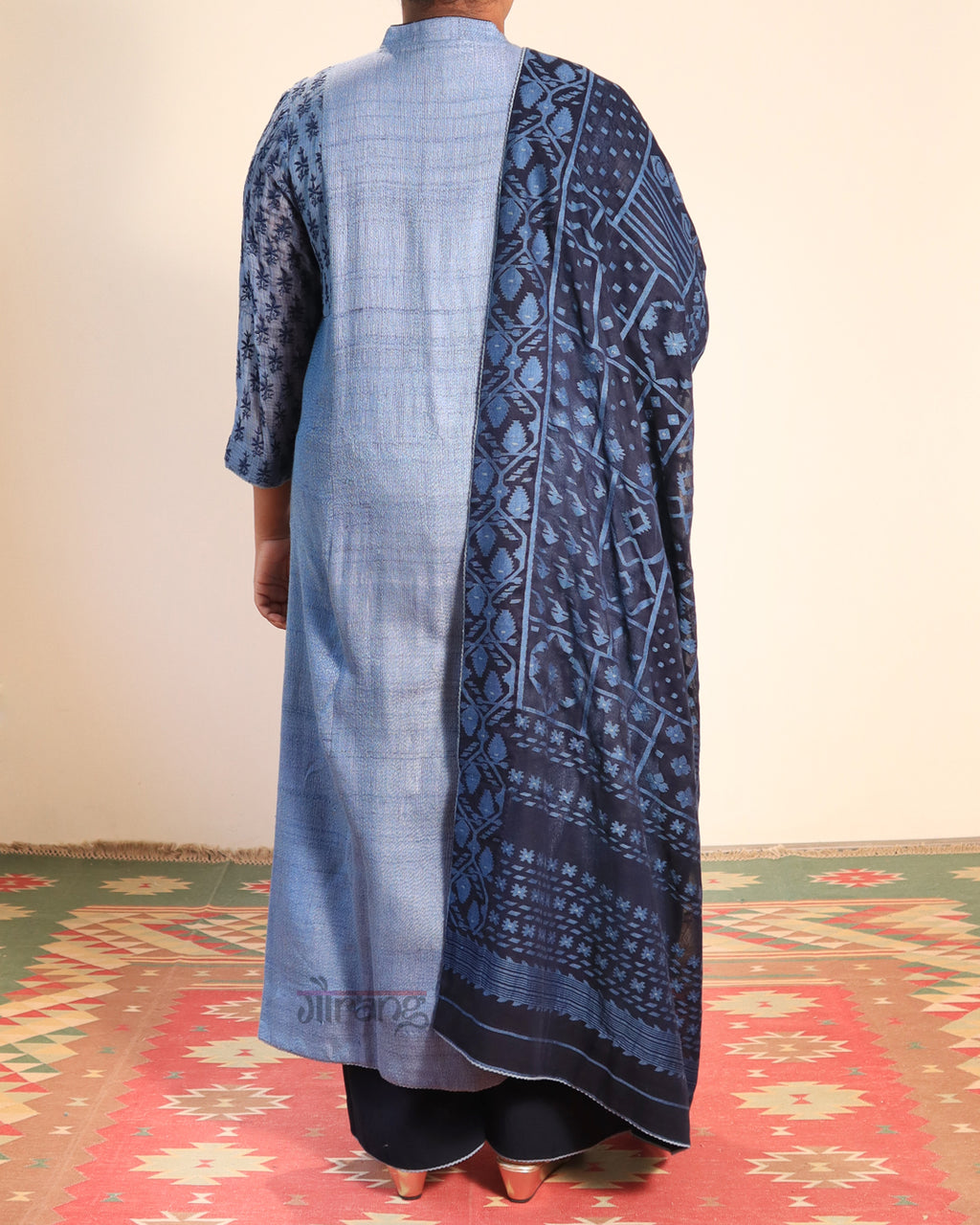 Blue Jamdani Kurta Set