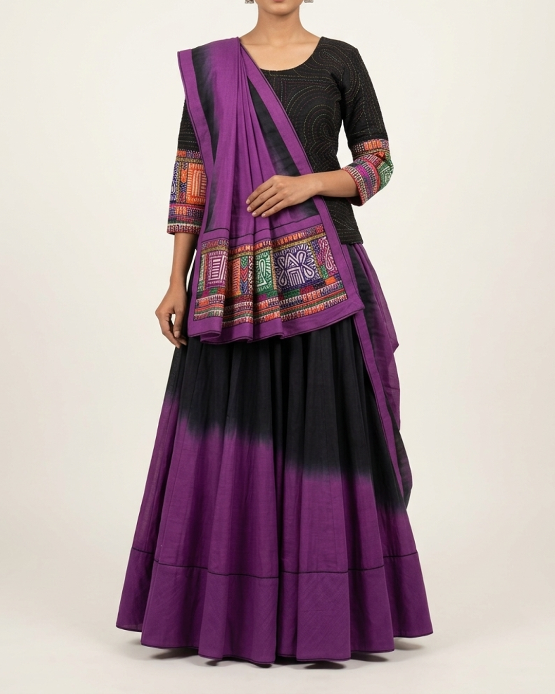Handwoven Khadi Double Shade Lehenga