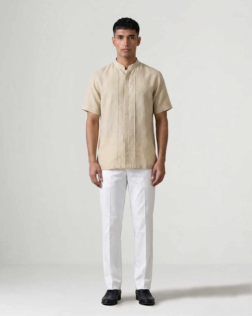 Beige Handwoven Khadi Shirt