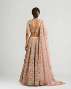 Pink Hand Embroidered Floral Lehenga