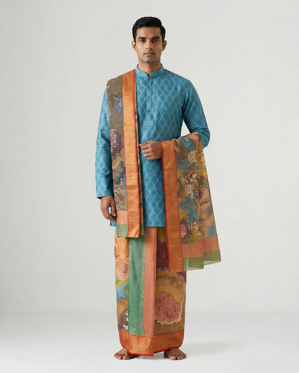 Handpainted Kalamkari Dhoti Kurta Set