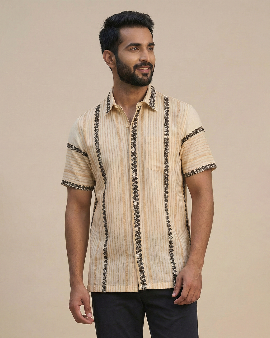 White Handwoven Fine Khadi Shirt