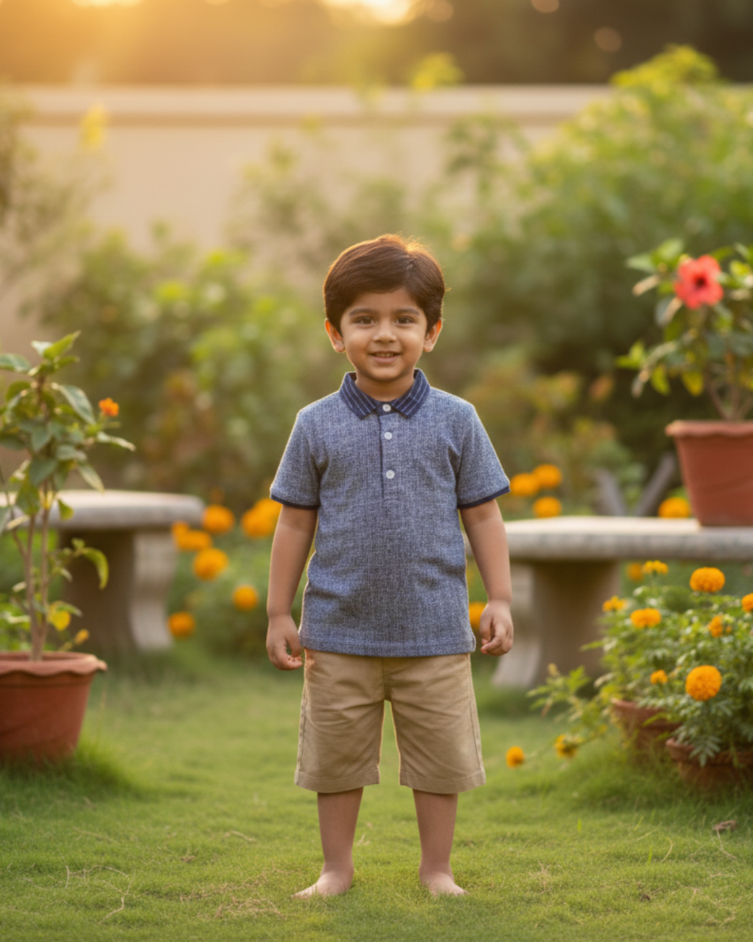 Half Sleeve Shirt With Contrast Collar