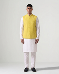 Yellow Handwoven Silk Quilted Weave Bandi
