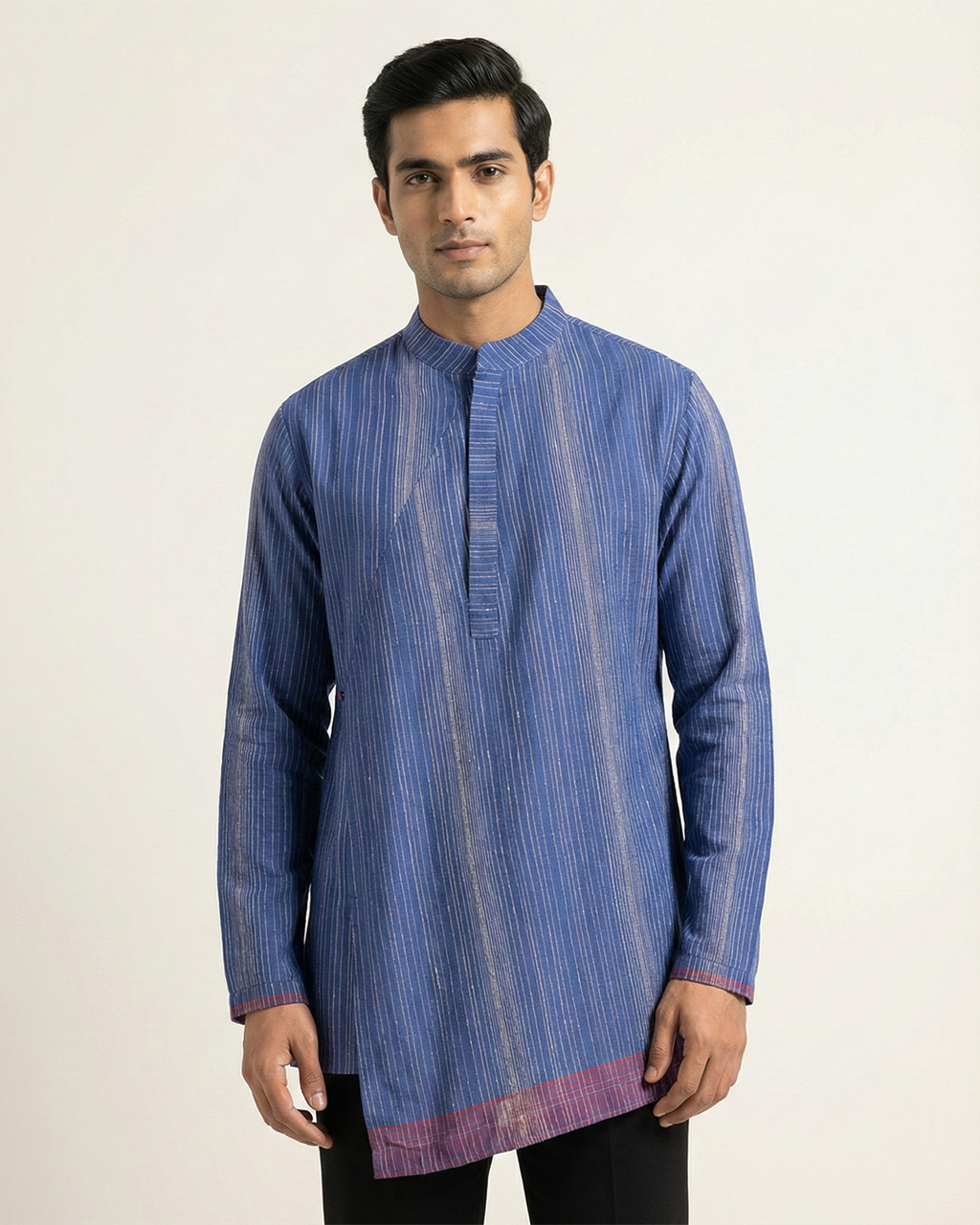 Blue Handwoven Khadi Short Kurta