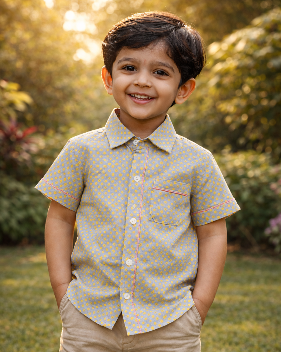 Grey Bandhani Printed Shirt