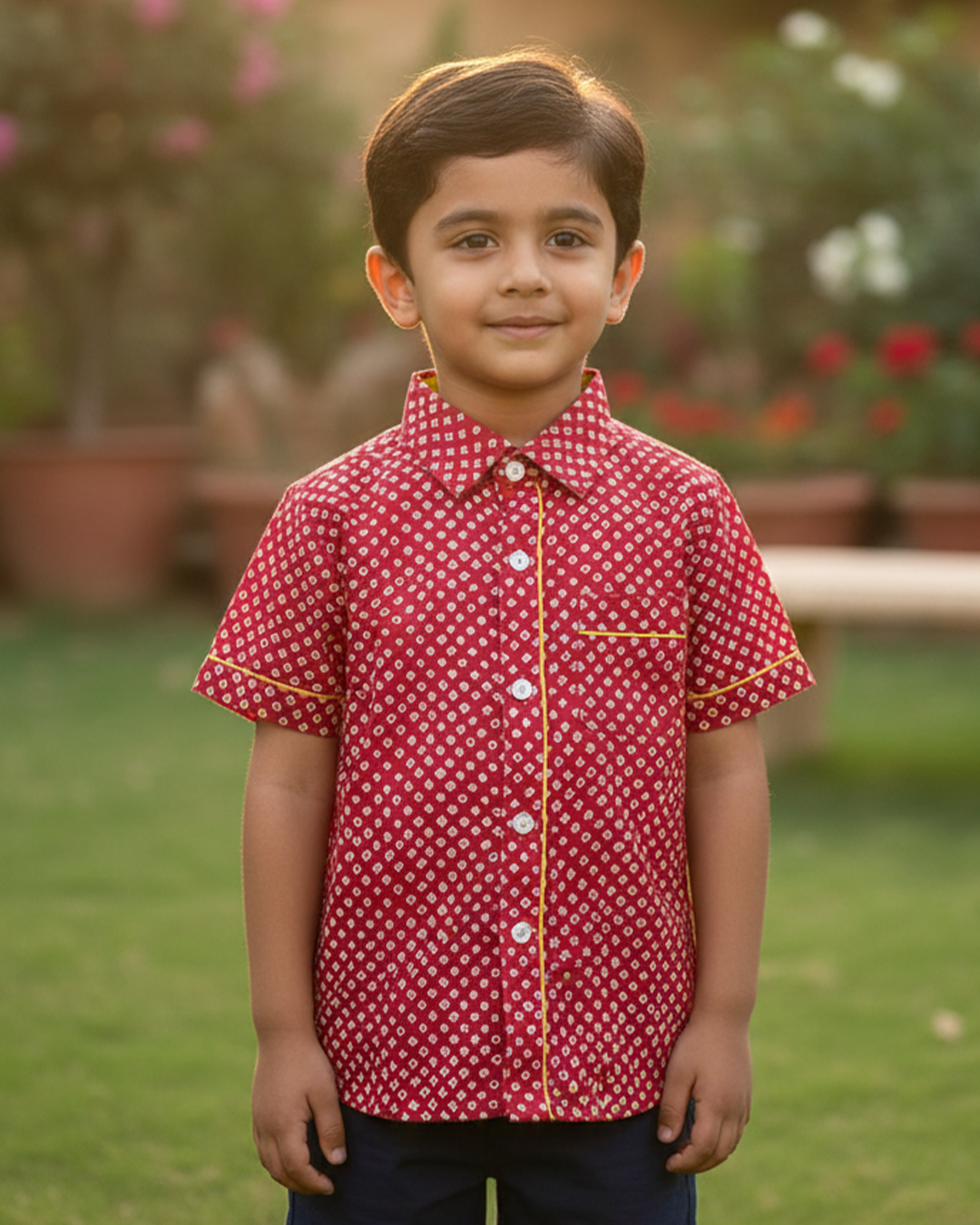 Red Bandhani Printed Shirt