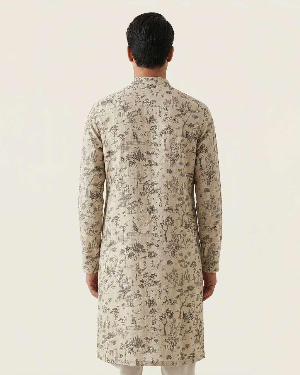 Off White Handwoven Chanderi Cotton Printed Kurta