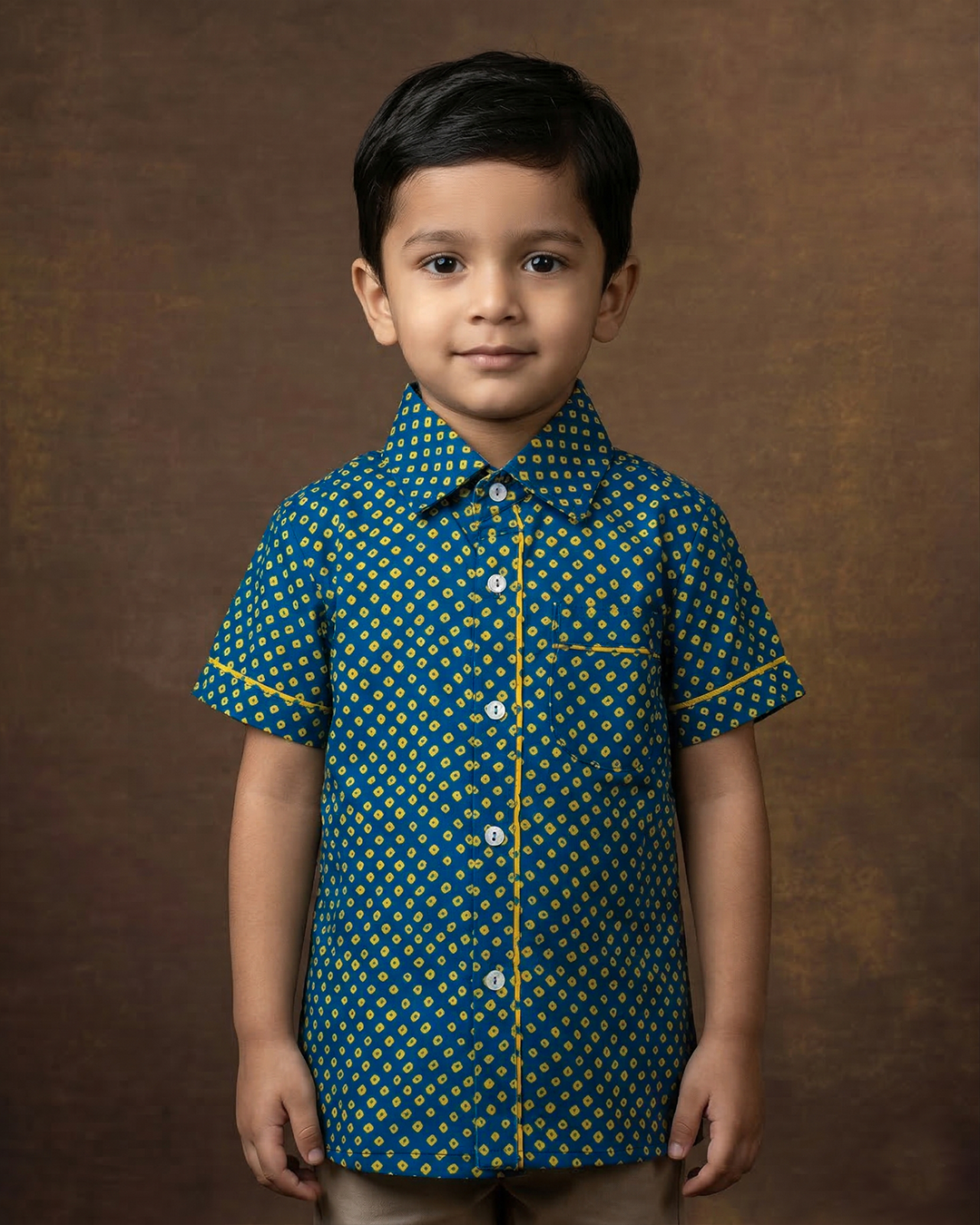 Blue Bandhani Printed Shirt