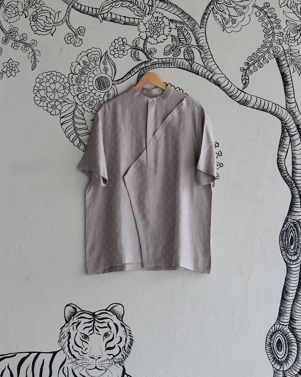 Silver Handwoven Linen Shirt