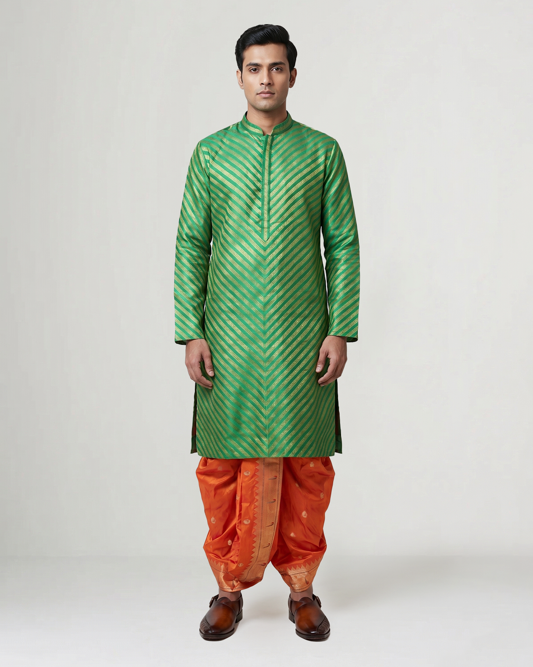 Handwoven Kanjeevaram Silk Dhoti Kurta Set