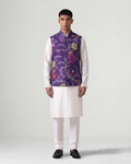 Purple Handwoven Khadi Jamdani Bandi