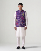Purple Handwoven Khadi Jamdani Bandi