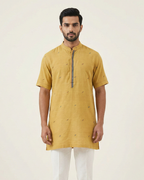 Yellow Handwoven Khadi Short Kurta