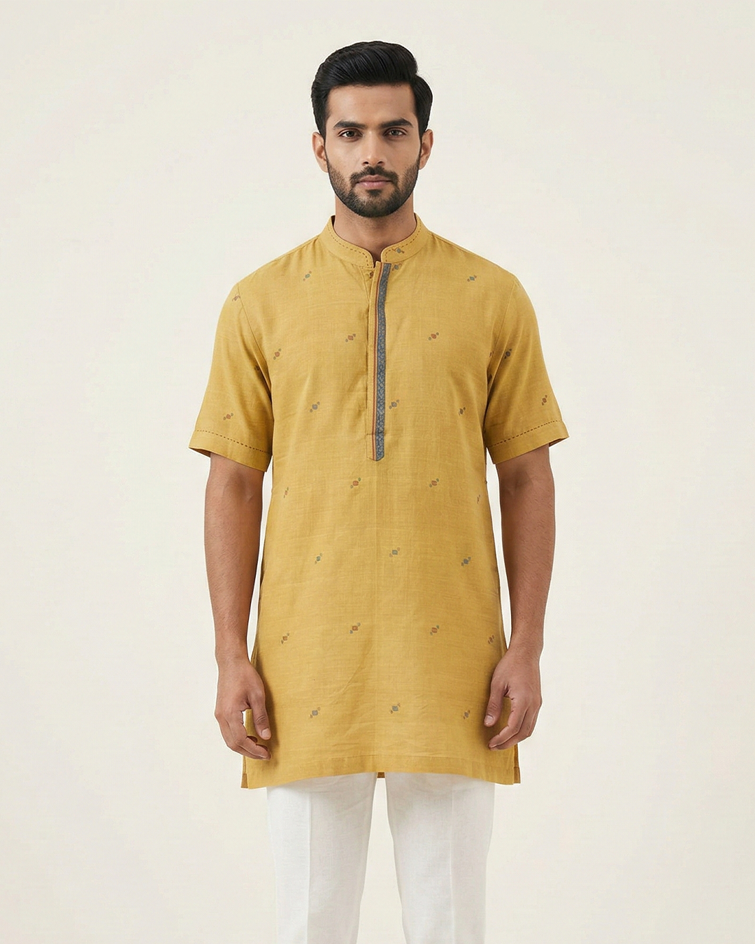 Yellow Handwoven Khadi Short Kurta
