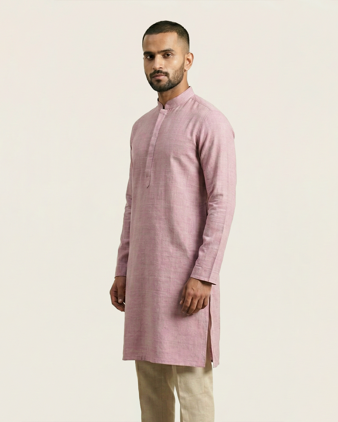 Pink Handwoven Matka Silk Kurta