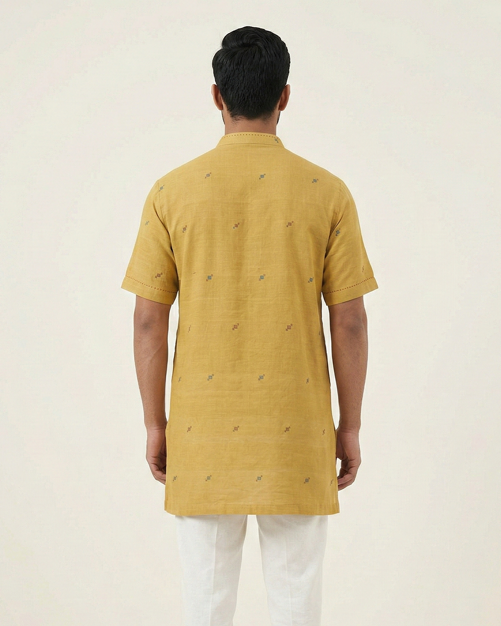 Yellow Handwoven Khadi Short Kurta