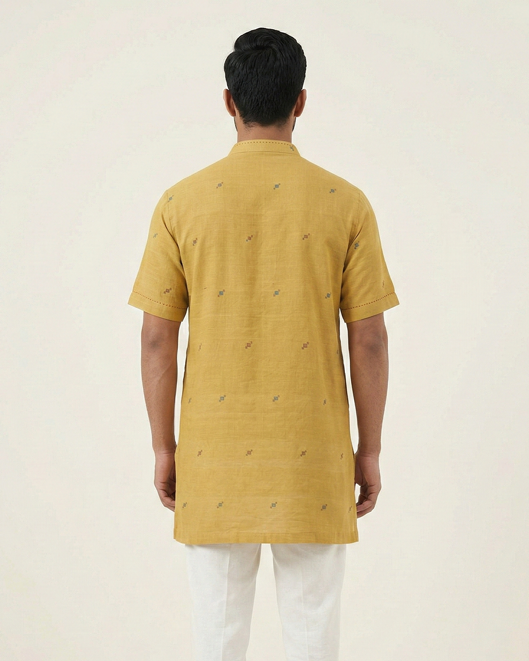 Yellow Handwoven Khadi Short Kurta