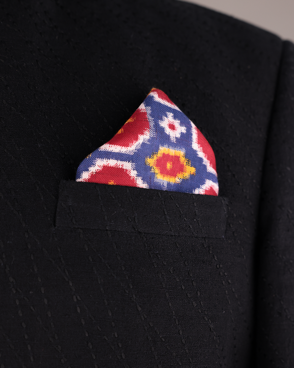 Red Handwoven Patan Patola Pocket Square