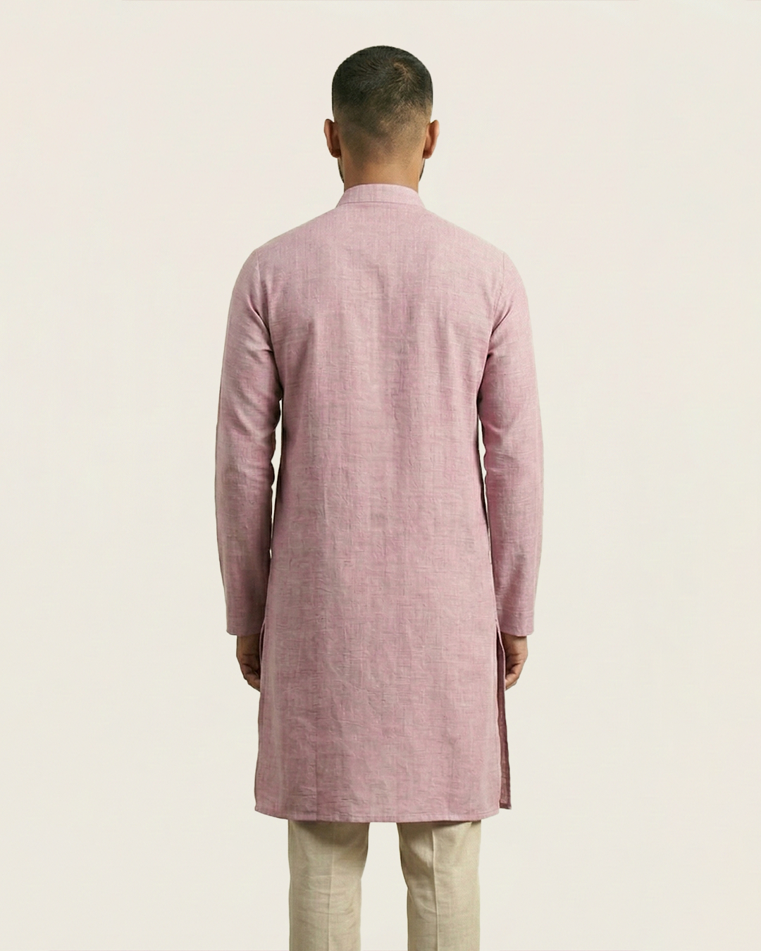 Pink Handwoven Matka Silk Kurta