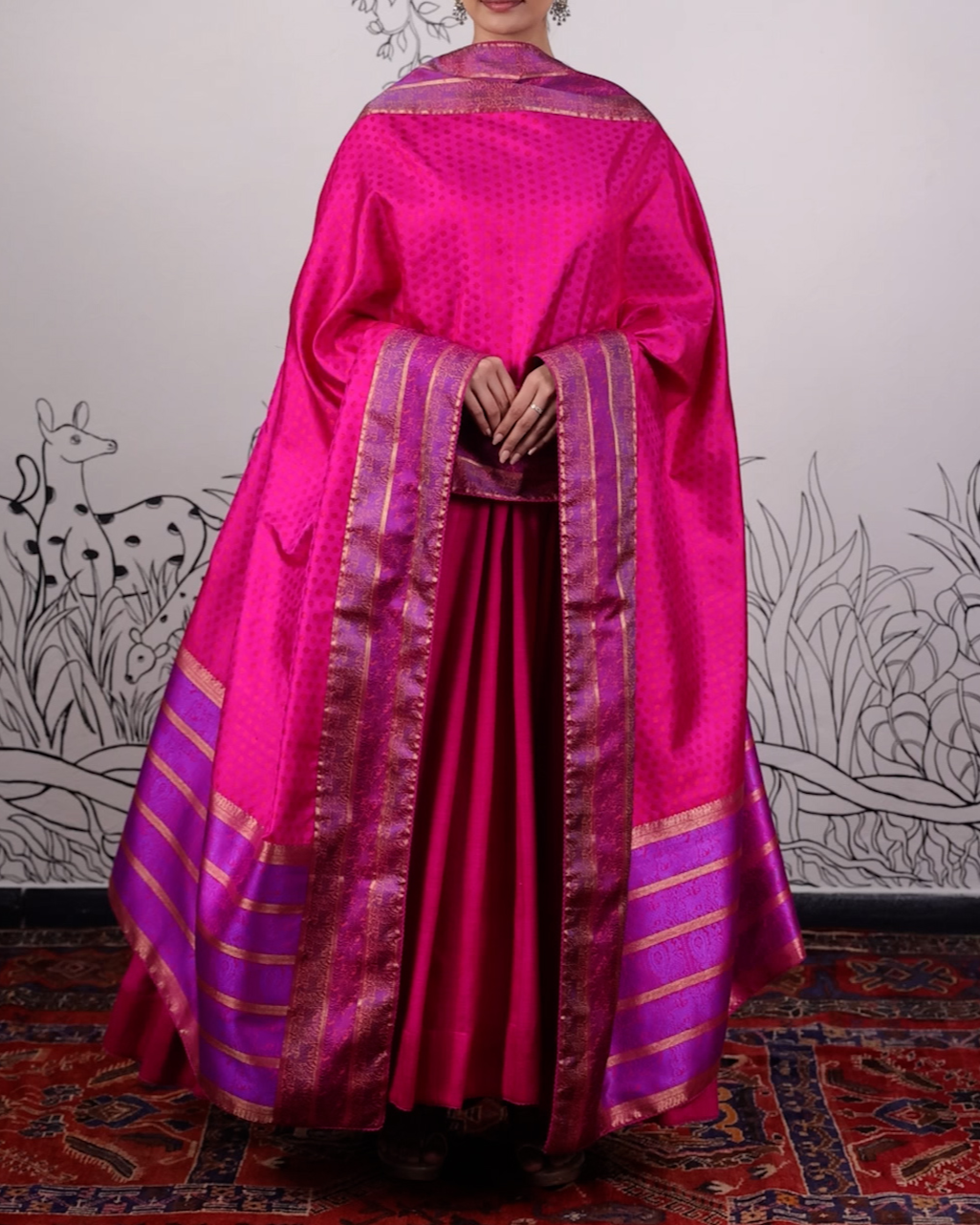 Pink Handwoven Matka Silk Anarkali