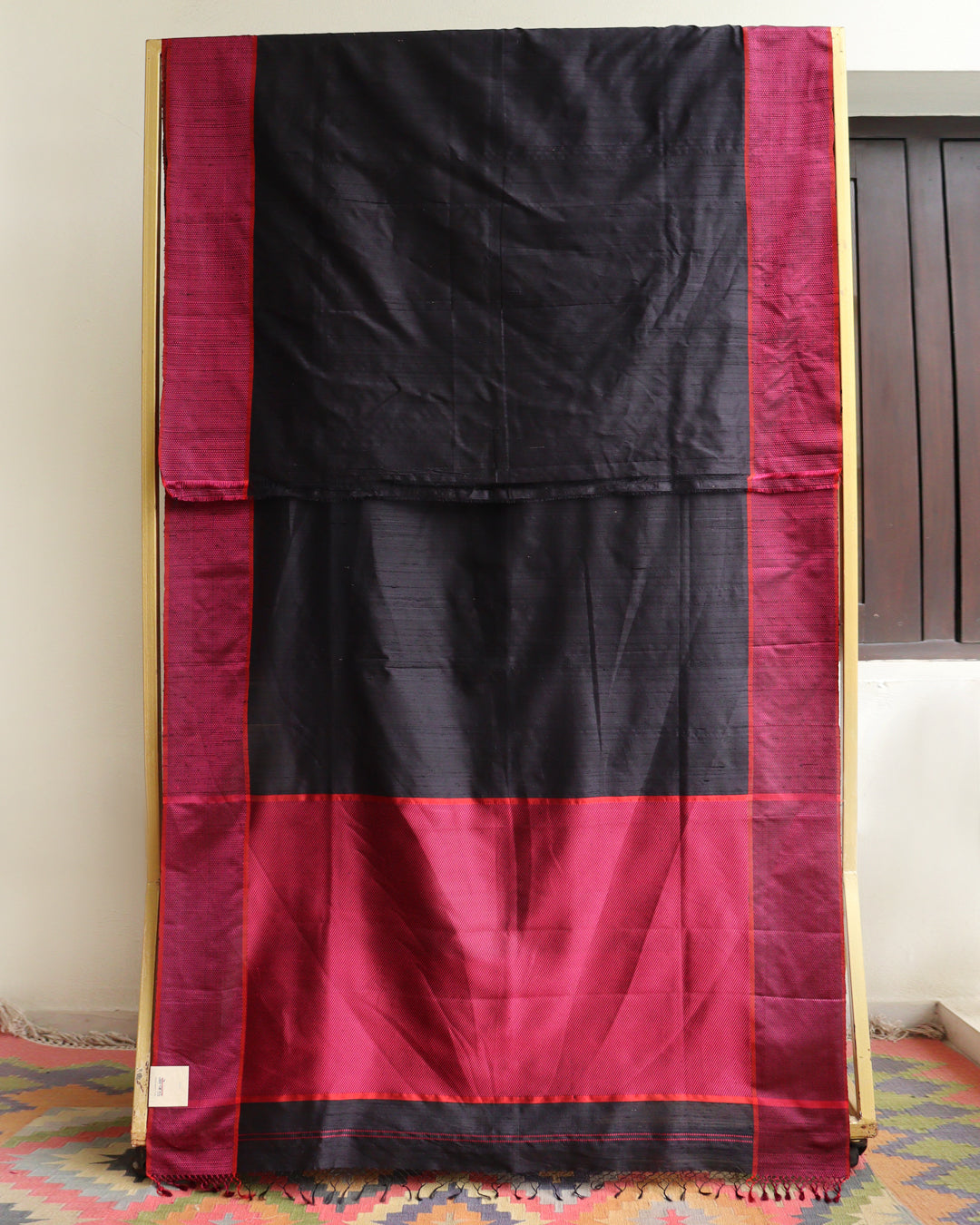 Black Maheshwari Silk Saree