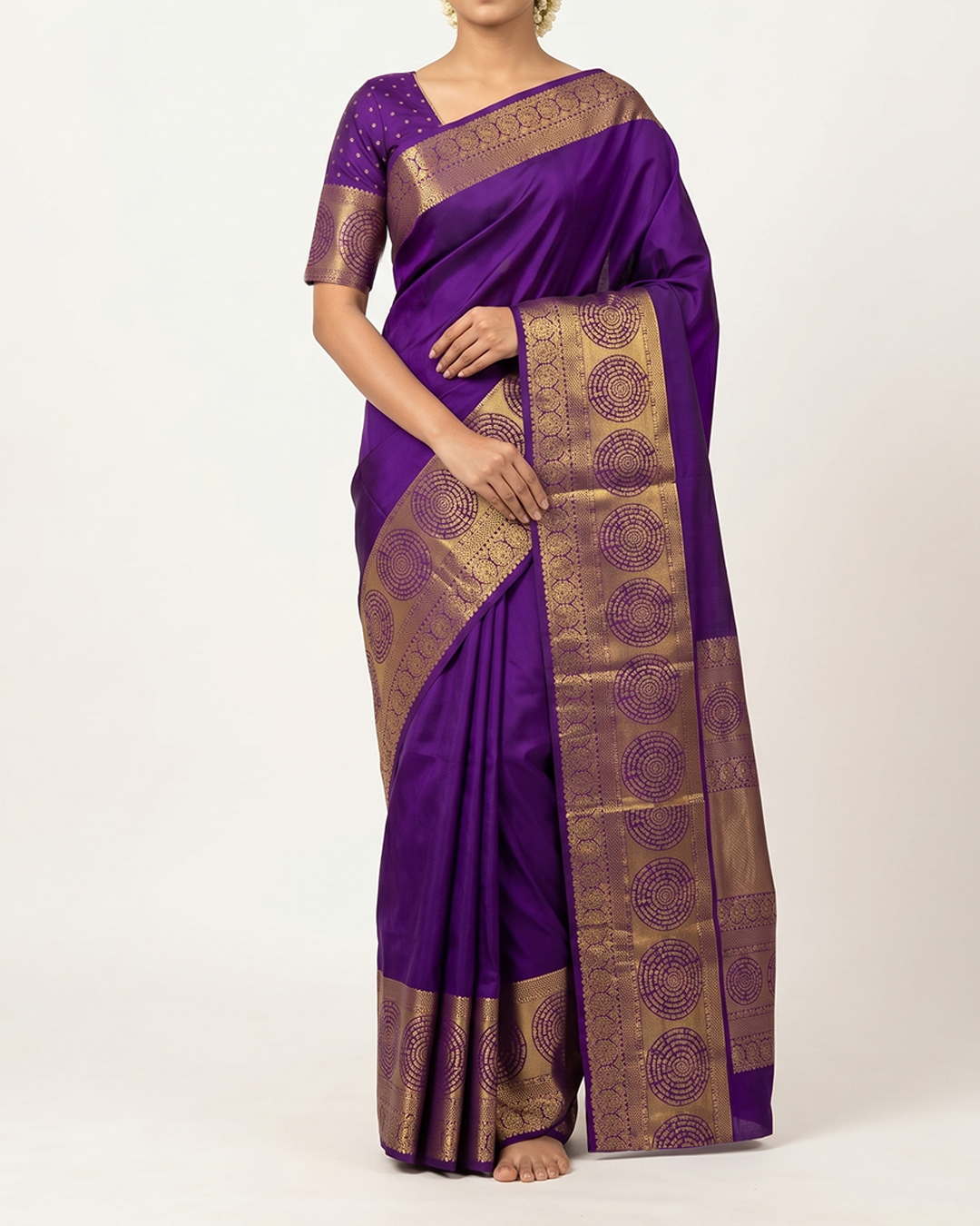 Purple Handwoven Kanjeevaram Silk Saree