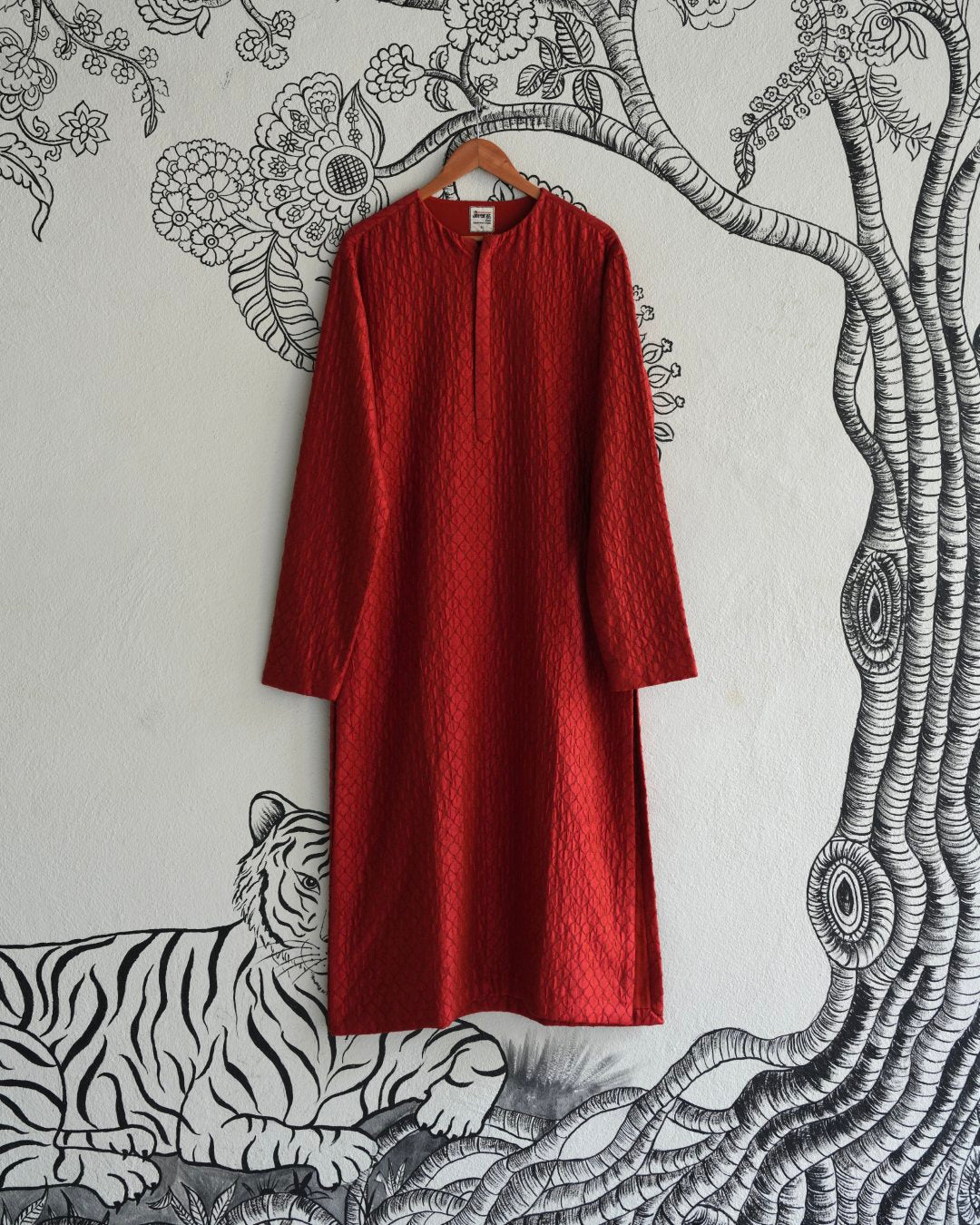 Red Handwoven Chanderi Silk Kurta