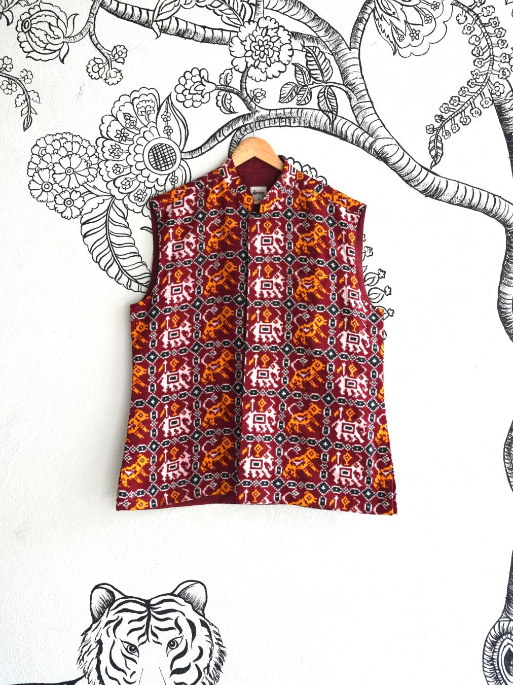 Red Handwoven Patan Patola Bandi