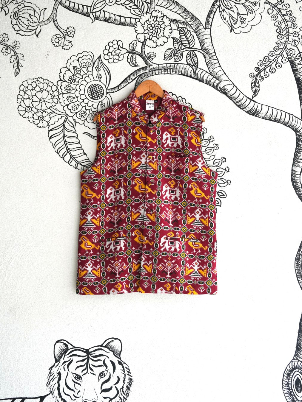 Red Handwoven Patan Patola Bandi