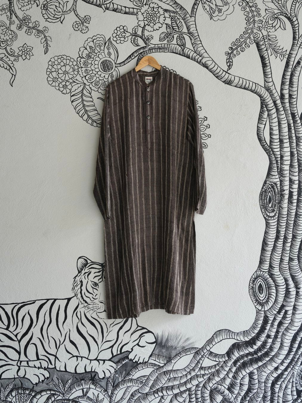 Brown Hand Kantha Embroidered Kurta