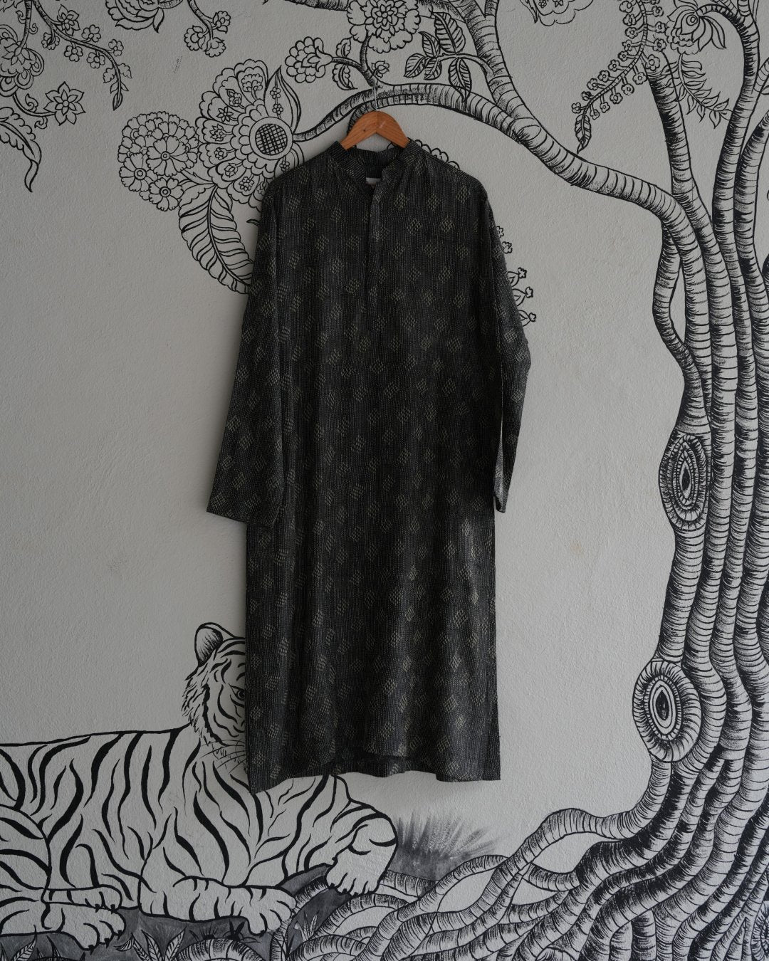 Green Hand Kantha Embroidered Kurta