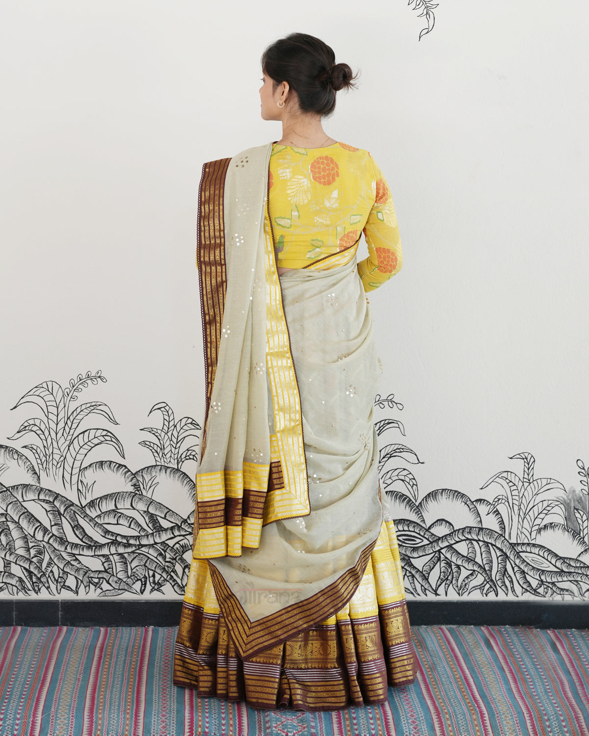 White Handwoven Kota Jamdani Lehenga