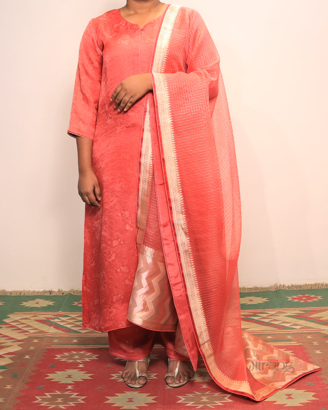 Pink Jamdani Kurta Set