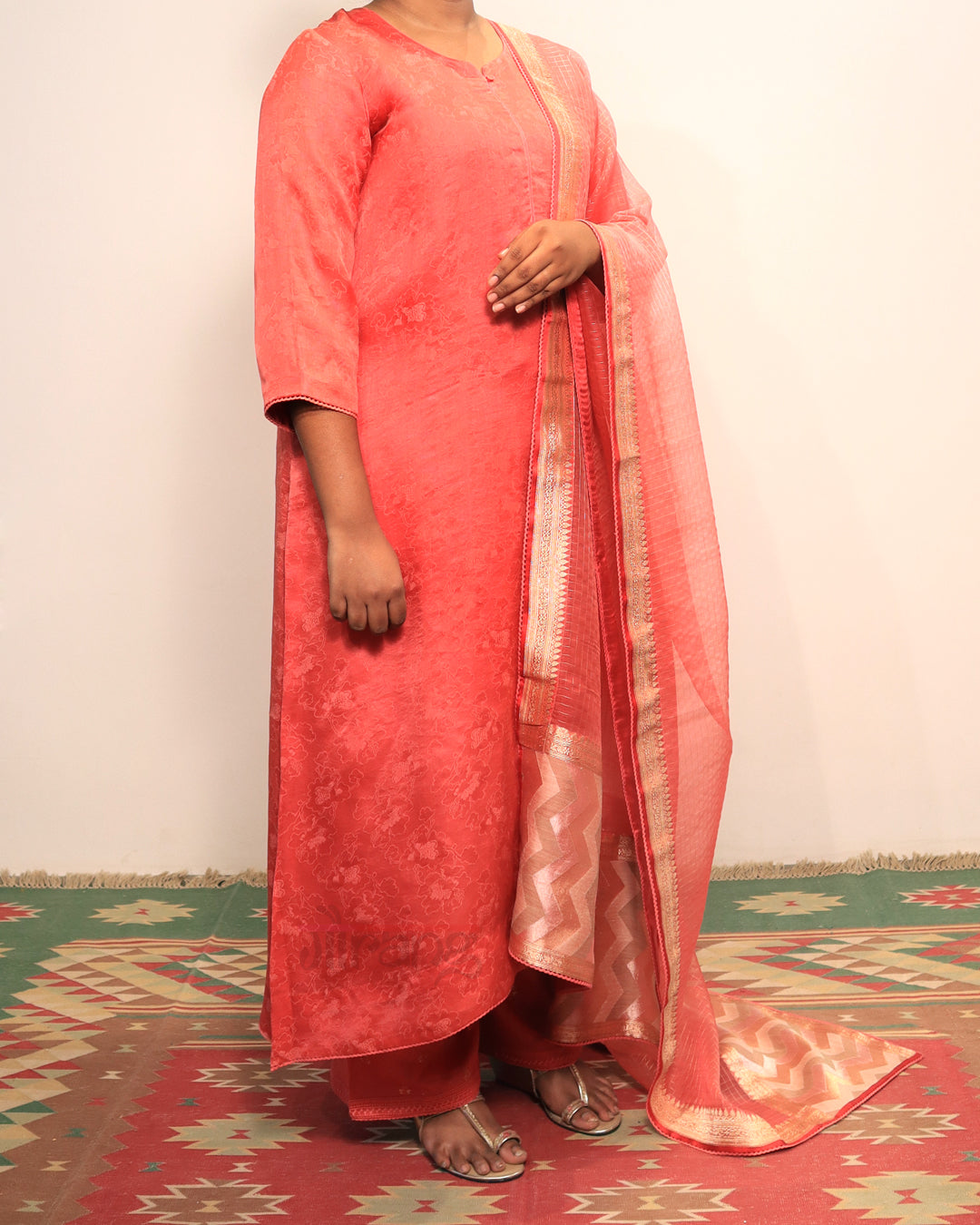 Pink Jamdani Kurta Set