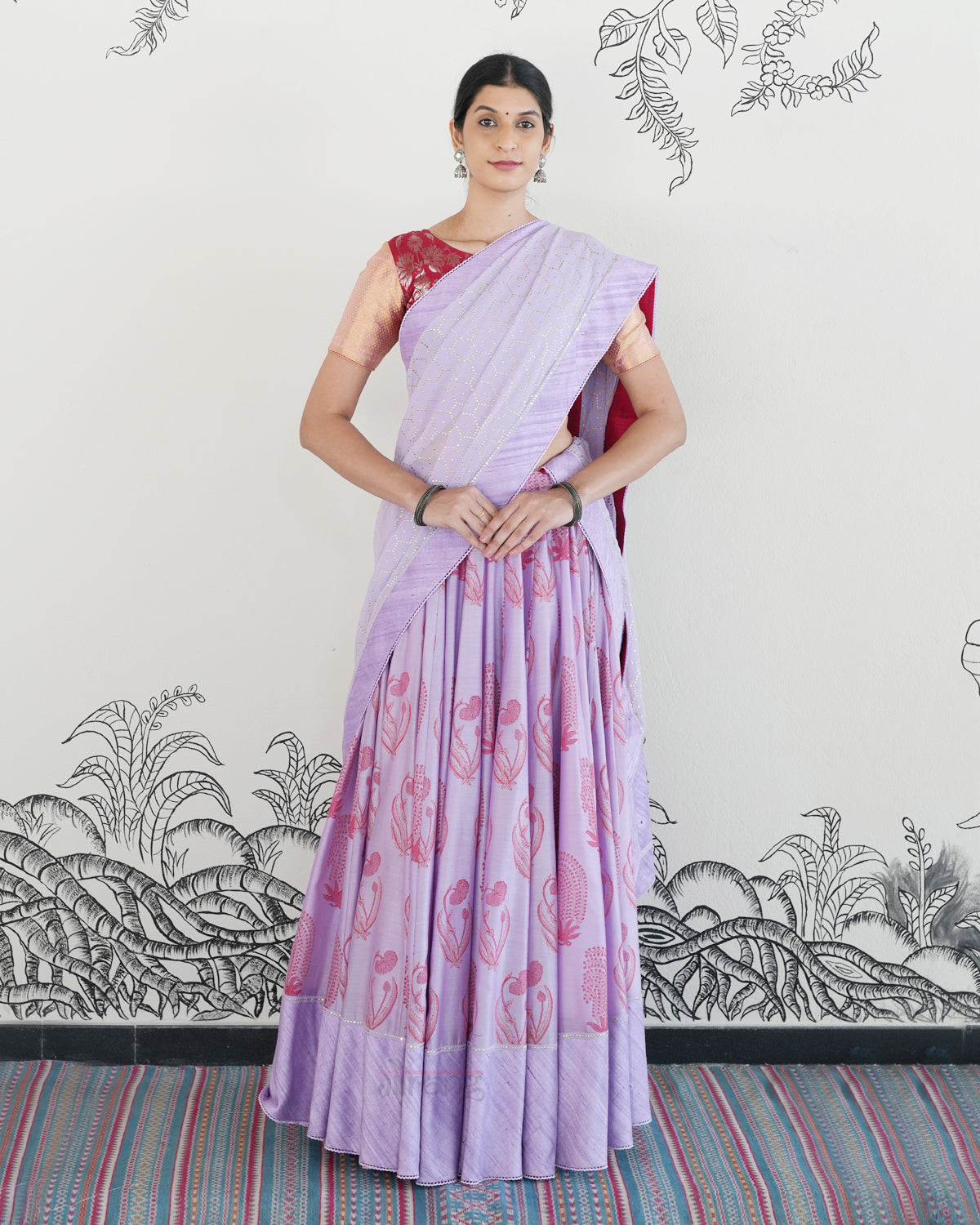 Purple Handwoven Chanderi Silk Lehenga