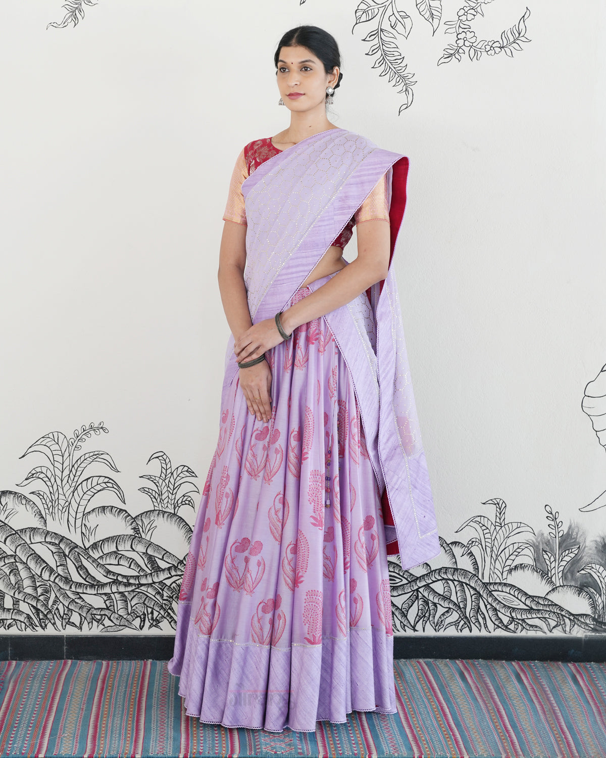 Purple Handwoven Chanderi Silk Lehenga