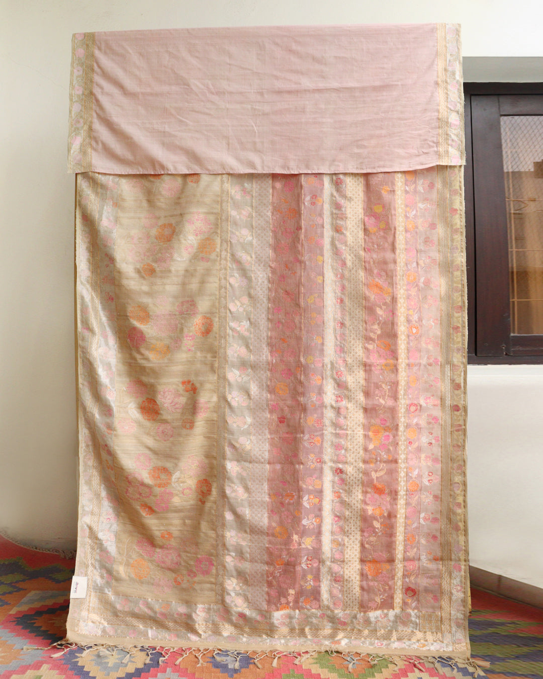 Pink Khadi Jamdani Saree