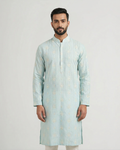 Blue Handwoven Chanderi Cotton Embroidered Kurta