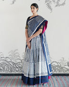 White Handwoven Silk Double Ikat Lehenga