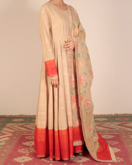 Beige Anarkali Set